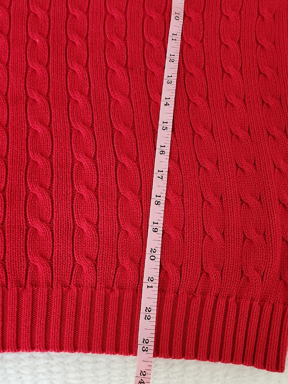 Ralph Lauren Women’s Red Cable-Knit Crewneck Sweater - Picture 4 of 5